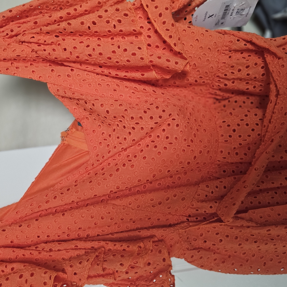 Orange Eyelet Blouse